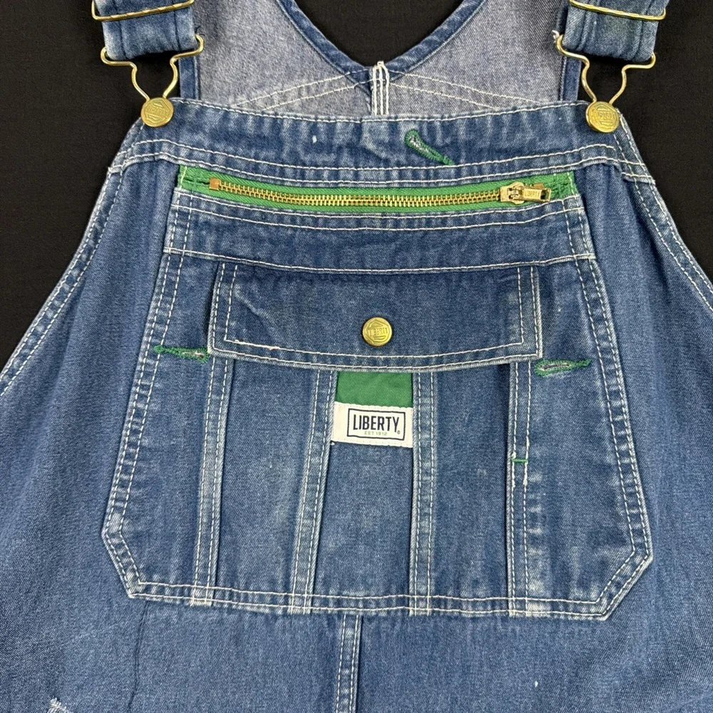 Liberty Men's Stonewashed Denim Bib Overalls 44x32 14006SW9 Workwear Green Zip